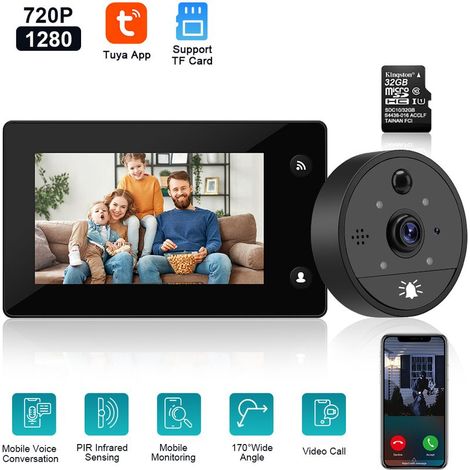 Nazalus-Heißer Verkauf-Tuya Wifi Video Türklingel 4,3 Zoll LCD Bildschirm 1080P Weitwinkel 170° PIR Nacht Cat Eye Kamera