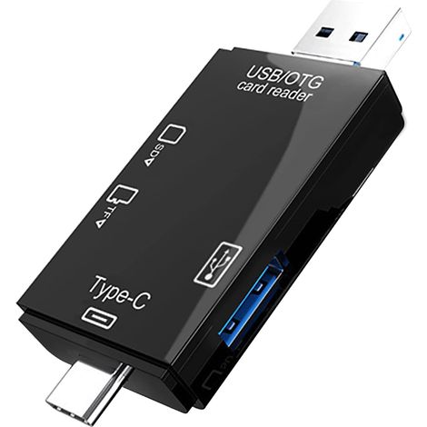 Lecteur de cartes 3 en 1, norme USB 3.0 multifonction, interface micro USB Type-C, compatible smartphones/tablettes OTG (1/3)