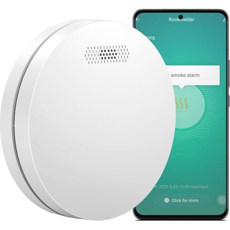 Détecteur de fumée WiFi avec Batterie de 10 Ans Détecteur d'incendie sans Fil Intelligent avec Fonction de Mise en sourdine par App Alarme de Test (1/4)