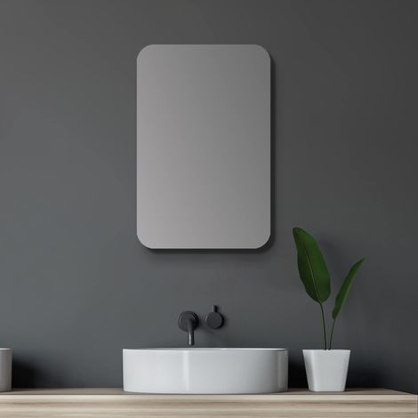 Talos Armadietto a specchio da bagno, ovale, 40 x 60 cm, con struttura in alluminio di alta qualità, colore nero opaco e 2 ripiani in vetro (1/5)