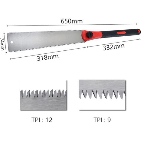 Scie à Main Ryoba de Style Japonais Scie égoïne à Double Tranchant Interchangeable Lame Flexible 31,5cm Scie égoïne Pour Travail Du Bois DC71 (1/4)