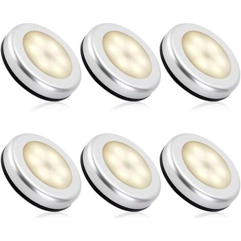 Veilleuse detecteur de mouvement intérieur,lampe led detecteur de mouvement pile pour escaliers, Eclairage LED Placard Armoire Couloir chambre enfant Auto ON / OFF 3M Adhésif (6pcs,blanche chaude)