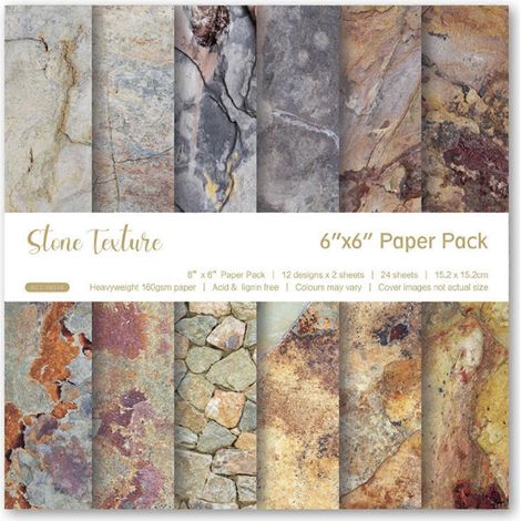 Papier à motifs pierre rétro 24 feuilles 15 cm pour scrapbooking et fond (1/4)