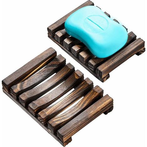 2 Stück Seifenschale aus Holz, Seifenhalter, Seifenschale für Badezimmer, Dusche, rechteckiger Abtropfkorb für Waschbecken, Bastelseife (1/4)