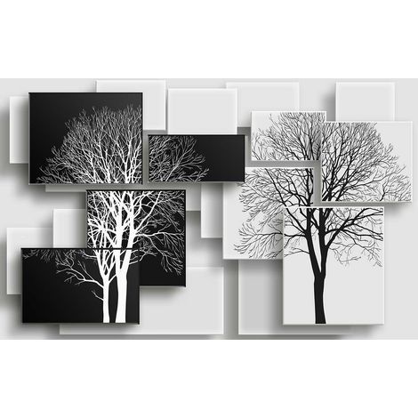 Tableau graphique arbres sur toile intissé 80x50 cm – Impression UVgel couleurs profondes – Finition mat premium – Pour décoration intérieure – Hxadeco (1/5)