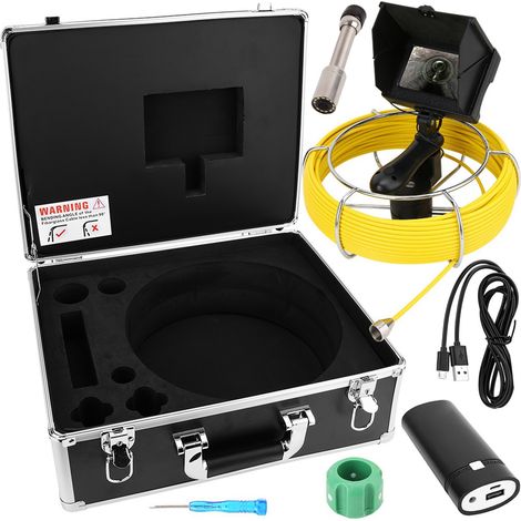 Mini caméra d'inspection tuyauterie 20m endoscope industriel avec écran pour canalisations et égouts (1/5)