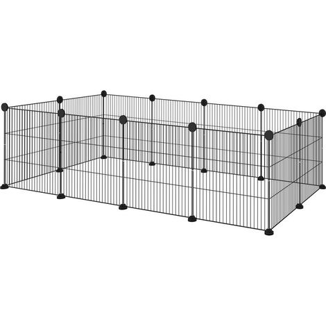 Cage parc enclos pour animaux domestiques bords arrondis fil en acier 140 x 70 x 35 cm noir (1/5)