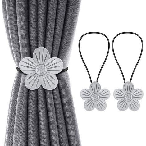 Vintage magnetic curtain tiebacks, 1 pair, resin floral design, for window decoration - A404