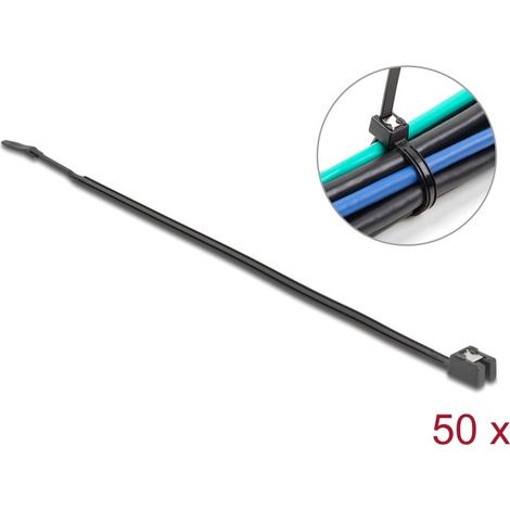 DeLOCK Delock Kabelbinder selbstschneidend L 200 x B 4,8 mm 50 Stück schwarz (19468)