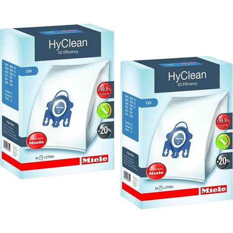 Lot de 8 sacs à poussières hyclean 3d gn + 4 filtres pour Aspirateur MIELE 9917730