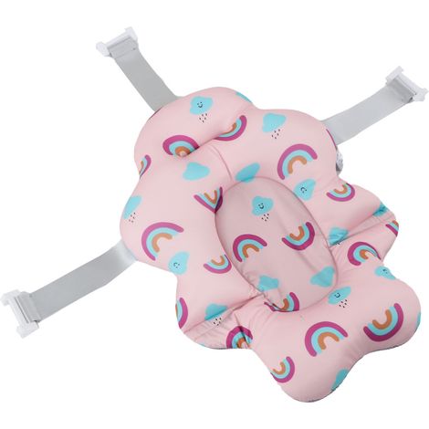 Siège de bain pour bébé universel flottant et pliable, tapis de soutien doux et confortable pour baignoire bébé, rose arc-en-ciel, pour baby shower (1/5)