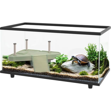 PawHut Turtle Tank 28L Glass Turtle Aquarium w/ Easy-Drain 60 x 30 x 32cm