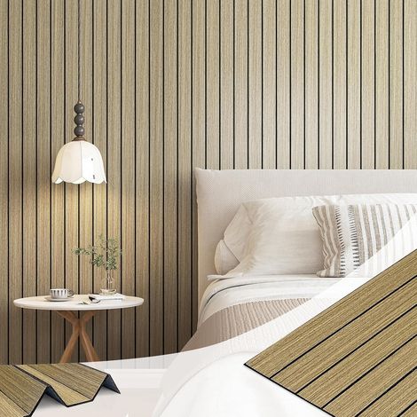 3D Panneau Mural Bois Autocollant Chambre Brun Marron 30cm x 400cm Panneau Mural Decoratif PVC Salle de Bain Imperméable Tasseau Bois Muraux Adhesif Rouleau Revetement Épais pour Mur Plafond (1/5)