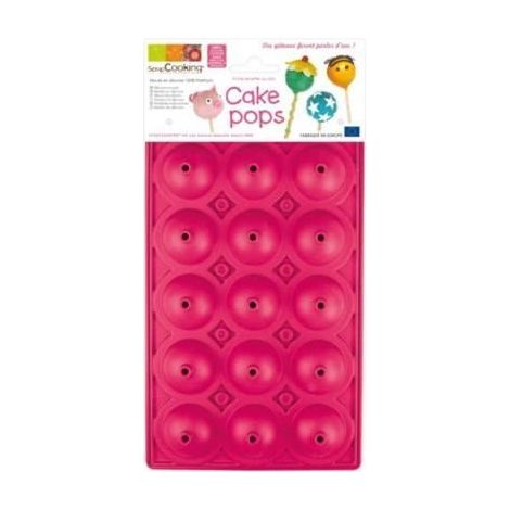Moule à cake pops - SCRAPCOOKING - 18 cake pops - Silicone - Dimensions 12.5 x 4 cm - Rose