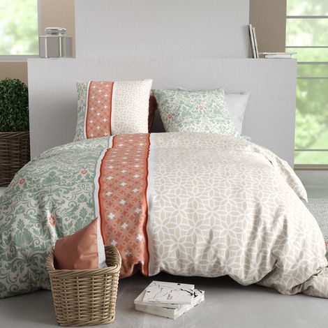 Parure housse de couette 240x220cm + 2 taies motif arabesques multicolore 100% coton - EVAELE (1/4)