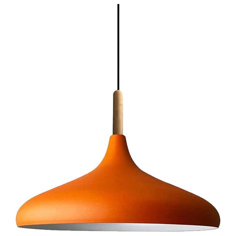 Lampe Suspendue Simple Avec Tête de Lit en Bois Orange – Lustre Vintage E27 Ø35 cm pour Salon, Chambre ou Salle à Manger (1/4)