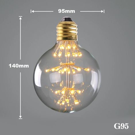 Lampes de croissance pour plantes (G95,E27 220V) Lampe LED Edison vintage ciel étoilé, ampoules en forme de cœur et de bouteille, style feu d'artifice rétro, non dimmable, décoration de Noël pour la m (1/5)