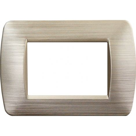 Placca serie Space, 3 moduli, plastica satinata, oro, compatibile con serie BTicino Living - Ettroit LN85311