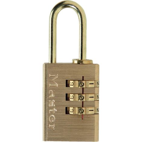 1 Cadenas à combinaison, Aluminium, Finition laiton, Anse acier, Intérieur extérieur