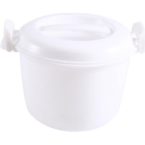 Cuiseur à Riz - pour Micro-Ondes - Capacité 1.2 L - Matériau PP Sécurisé - Compatible Congélateur et Lave-Vaisselle - Blanc - 1 Pièce