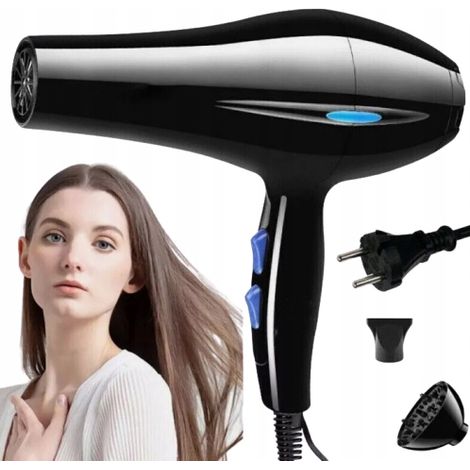 Secador de pelo ionizante de 1200 W con botón de aire frío y 2 boquillas para peinar. (1/5)