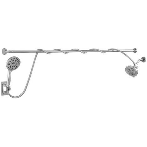 Dual high-pressure shower head with 9 spray patterns – Complete kit with 2 shower heads, flexible hose and adjustable bar (1/5)