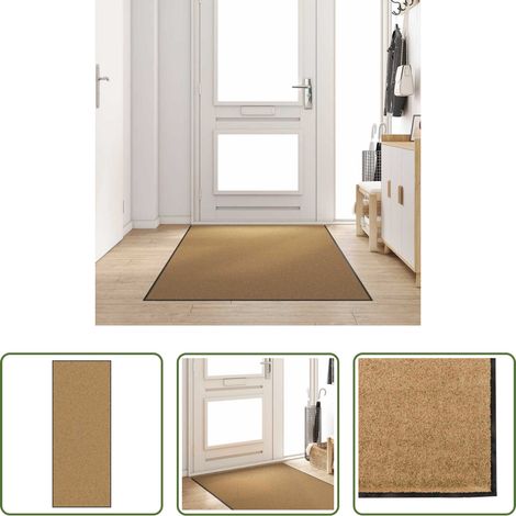 Tapis de porte - Tapis d'entrée Crème et noir 120 x 300 cm Polyamide et PVC (1/5)