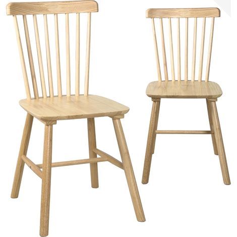 Ensemble de 2 chaises de bar style bistro café rétro vintage en bois massif verni Mona (bois teinté foncé) (1/5)