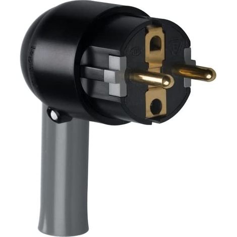 Legrand – Fiche mâle 2P+T 16A – Sortie latérale pour câbles jusqu'à 3 x 1,5 mm² – Serre-câble à vis – Plastique noir – Connexion sécurisée