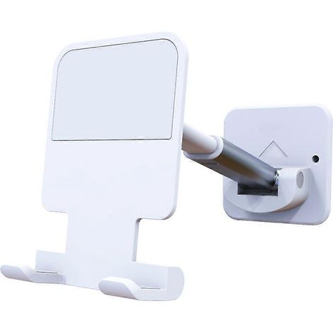 Support de téléphone mural réglable, design compact et rotatif, adhésif puissant, support en silicone durable, convient pour la salle de bain ou la cuisine. (1/4)