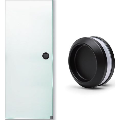 Lot de 2 Poignées Coulissantes Noires Mat(68mm)– Acier Inoxydable 304, Poignée Ronde Intégrée pour Portes en Verre, Plaquards Miroir (1/5)