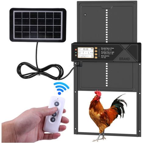 Porte Poulailler Automatique avec Écran LCD Programmable Étanche, Porte Automatique Poulailler en Alliage d'aluminium, Alimenté par Batterie, Commande de Minuterie, Fonction Anti-pincement (1/4)