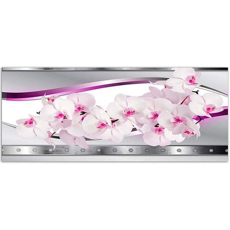 Tableau orchidée blanche et rose - 90 x 30 cm (1/4)