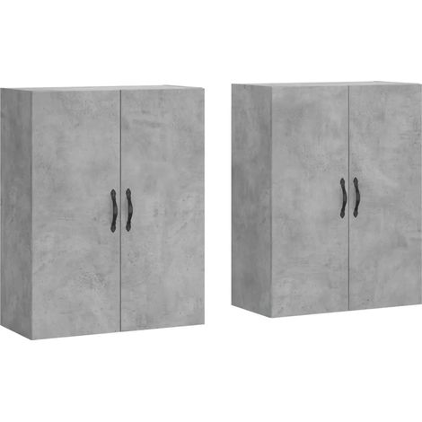 Set di 2 armadietti da parete portaoggetti versatile 69,5 x 34 x 90 cm in legno multistrato grigio cemento 020055396