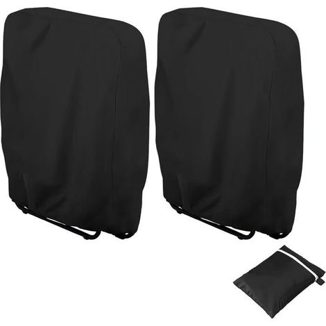 Housse de chaise longue pliante 2 pices protection impermable pour fauteuil relax noir Jardin piscine Mobilier de j (1/4)