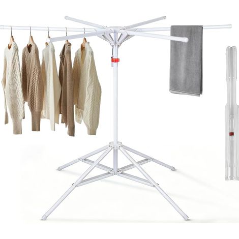 Séchoir à linge tour haute XXL pliable extensible avec 6 ailes, support vertical peu encombrant pour balcon, jardin, salle de bain, terrasse Sèche-linge stable (gris) (1/5)