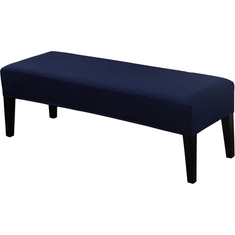 Stretchable jacquard knit bench/sofa cover with elastane, soft, washable and modern, for dining room, living room, bedroom, kitchen, navy blue (1/5)