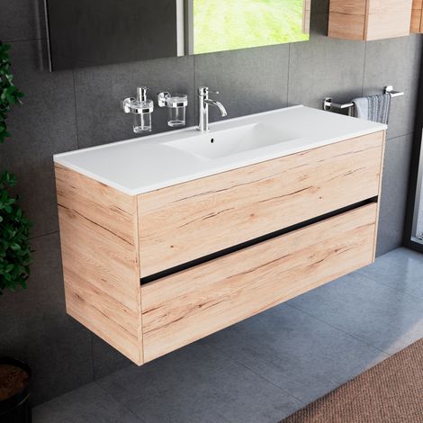 Inda - Mobile bagno 120 cm Diamante Rovere sanremo con 2 cassetti (1/4)