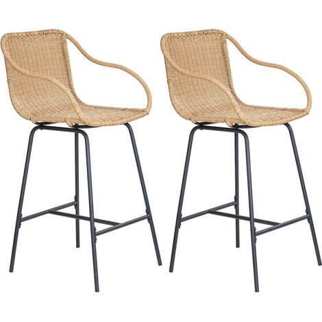 Bar- und Inselstühle aus Metall mit Rattansitz 65cm MOOREA (1/5)