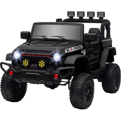 Elektrisches Kinder-UTV, 2,4-GHz-Fernbedienung, 2 x 12-V-Motoren, Musik, Hupe, LED-Beleuchtung, 100 x 63 x 65 cm, Schwarz (1/5)