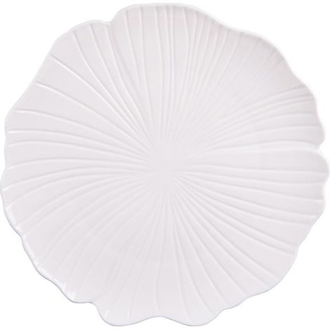 1 assiette de présentation, porcelaine blanche Ginkgo 30 cm, motif feuille, service gastronomique élégant