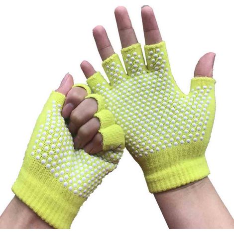 Gants Yoga Pilates Sans Doigts - Points En Pvc Antidérapants - Pour Séances À Domicile Ou En Studio - Par Paire (1/5)