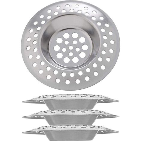 Lot de 4 crépines d'évier en acier inoxydable, bonde de sol, crépine d'évier, filtre à déchets, accessoires de cuisine et de salle de bain (1/5)