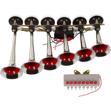 6 Trompette Air Horn Kit de remplacement pour Camions, Bus, Bateaux DC 12 V 24 V 160 dB Kit de klaxon à air électrique Kit de klaxons de train Compresseur d'air (1/5)