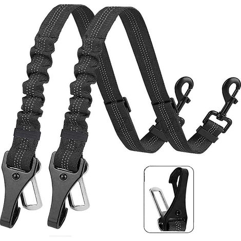 Set aus 2 Hunde-Autosicherheitsgurten aus verbessertem, reflektierendem Nylon mit Metallschnalle und elastischer Polsterung (1/5)