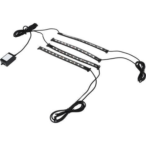Ruban LED intérieur voiture avec télécommande APP, 7 couleurs RGB, luminaires décoratifs synchronisés musique, éclairage d'ambiance auto, kit bande lumineuse (1/5)