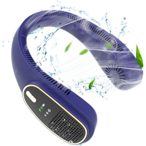 Ventilateur de cou portable sans lames, rechargeable USB, silencieux et mains libres pour sport, bureau et voyage. (1/5)
