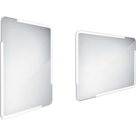 Nimco Specchi - Specchio con illuminazione LED, 60x80 cm, arrotondato, alluminio ZP 15002