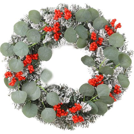 couronne de noel décorer porte a decorer 30 cm, decoration noel exterieur porte d'entrée,decoration noel exterieur sapin (40 cm de diamètre) (1/5)