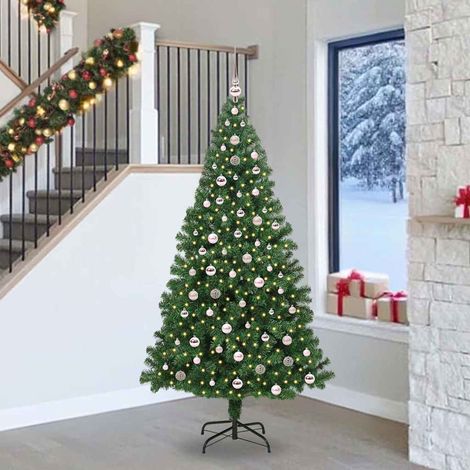 Künstlicher Weihnachtsbaum mit 300 LEDs mit Ständer Grün 240 cm